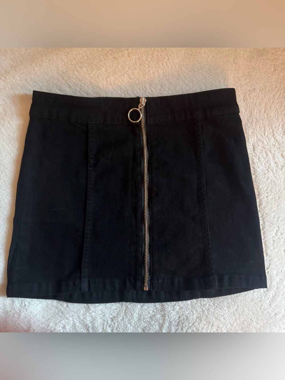 bp Black Mini Skirt with Front Ring Zip